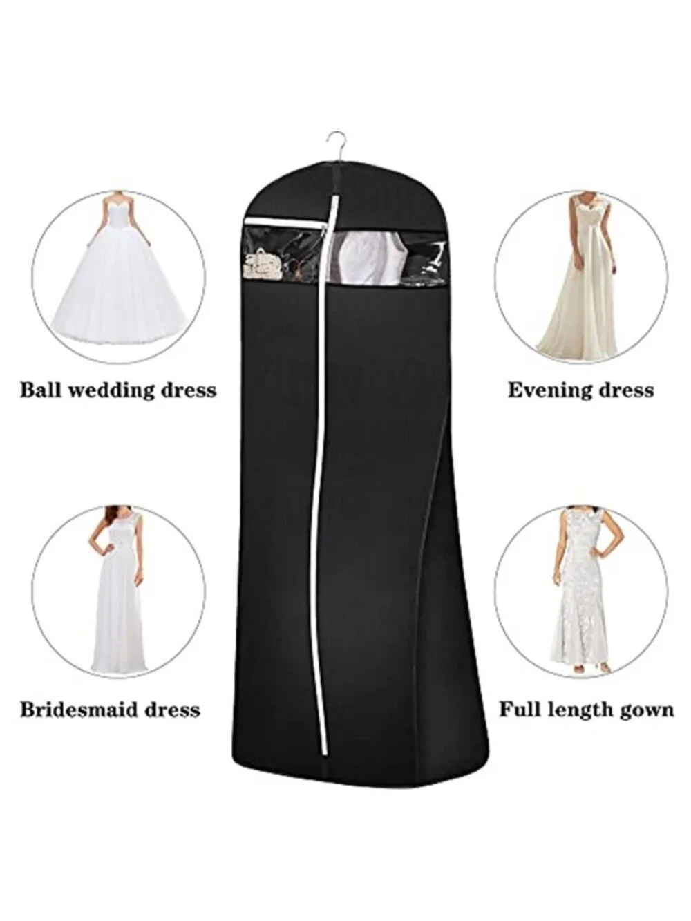 Wedding Dress Garment Bag 70 Inch Bridal Gown Storage Travel Zipper Protector